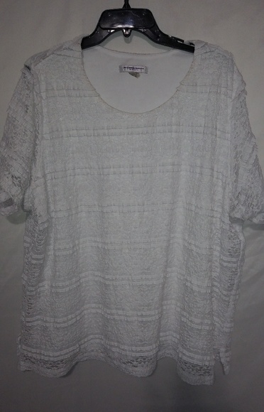 Allison Daley Tops - Allison Daly White Stretch Lace Top Sz 2X Plus